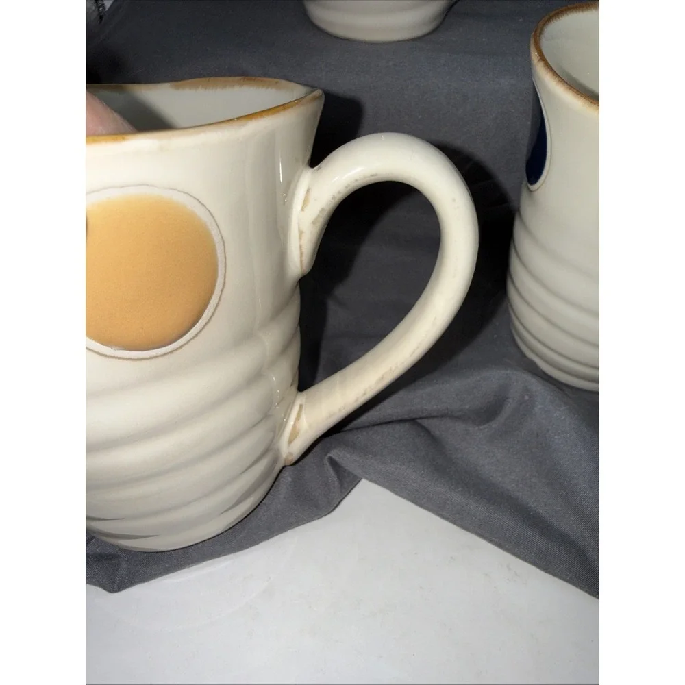Pier 1 Dots Hand-Painted Stoneware Mugs Set of 3